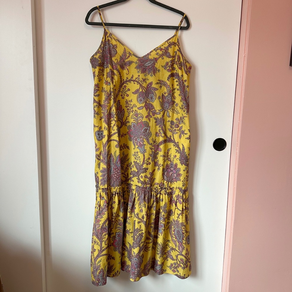 J Crew Collection Yellow Paisley Dress